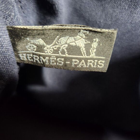Hermès 1990s Navy/Brown Canvas Fourre Tout Mini Tote Bag - Picture 3 of 15